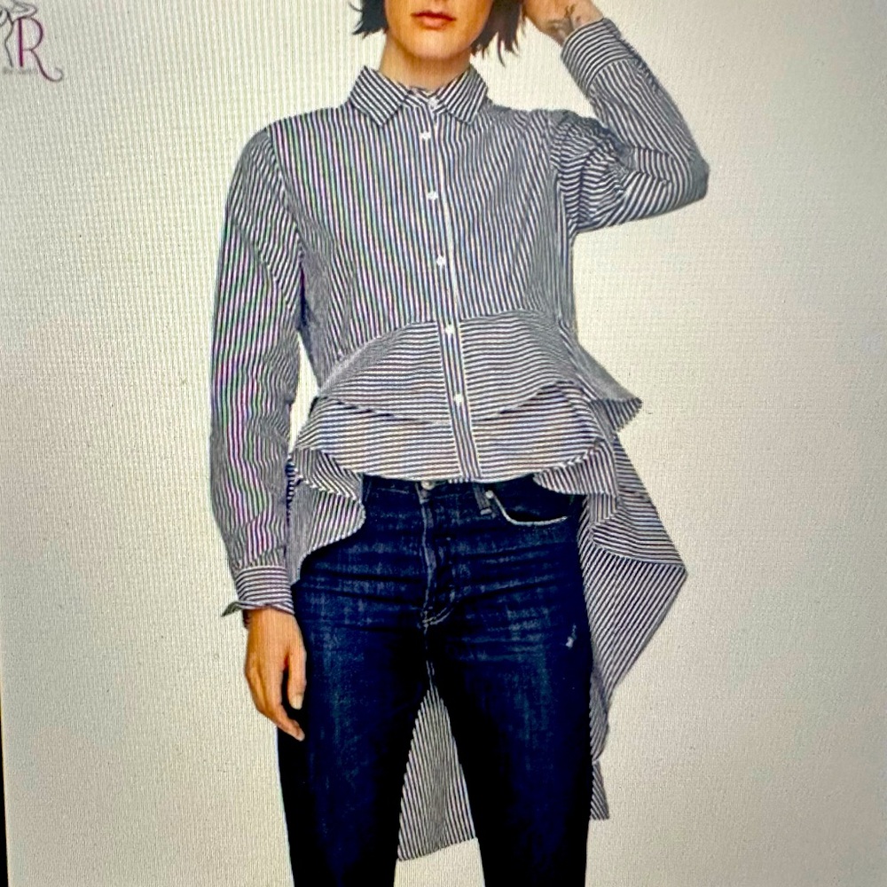 Zara Striped High Low shirt